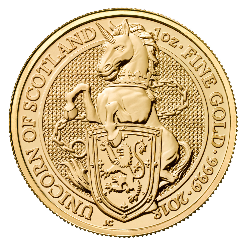 2018 1oz Unicorn of Scotland Gold Coin Queen's Beasts